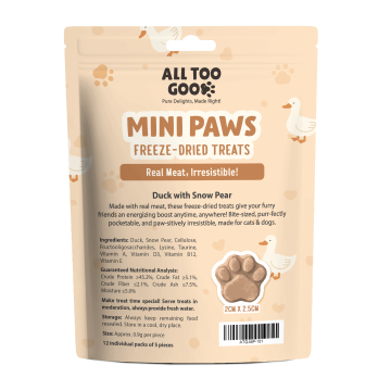 All Too Good  Mini Paws Freeze-Dried Treats Duck 54g